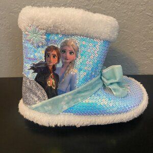 Disney Frozen II Girls' Sequin Bootie Slippers|Elsa &‎ Anna| Size 7-8
